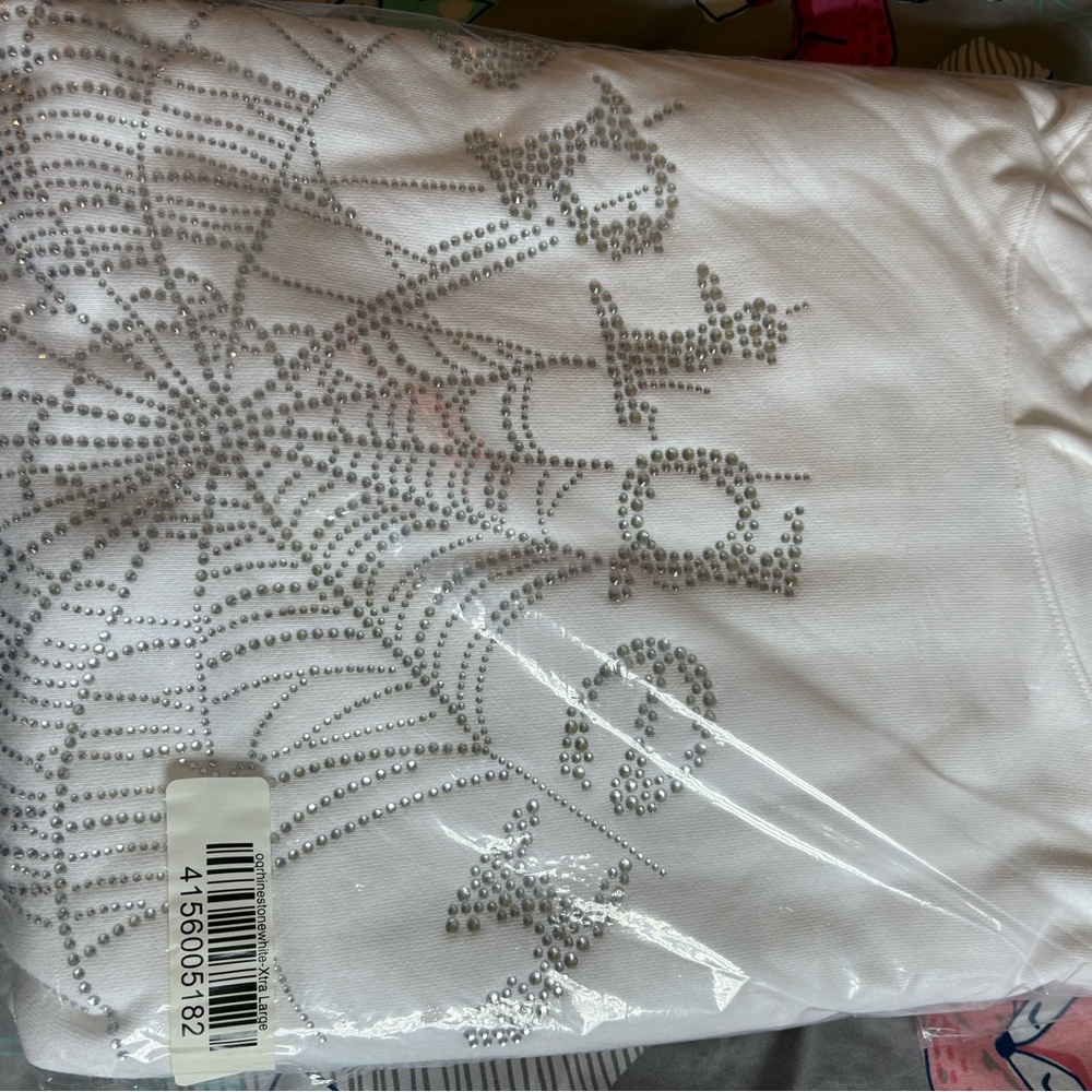 White Sp5der Rhinestone Embellished Hoodie nwt